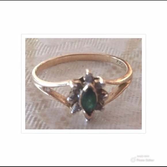 WOMENS RING 14K YELLOW GOLD MARQUEE CUT STAMPED - Picture 2 of 7